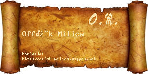 Offák Milica névjegykártya